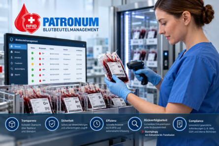 Blutkonserve mit RFID-Transponder im Klinikdepot